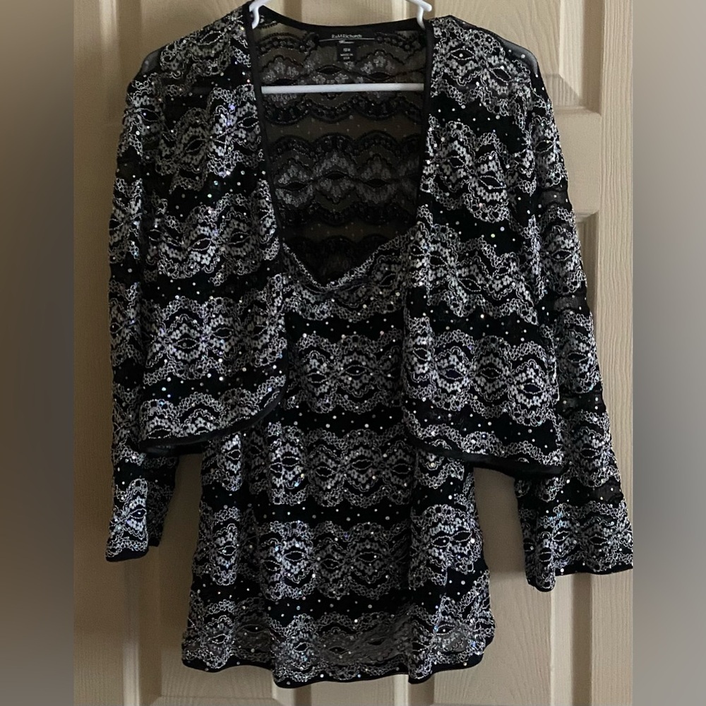 Black & silver jacket & top